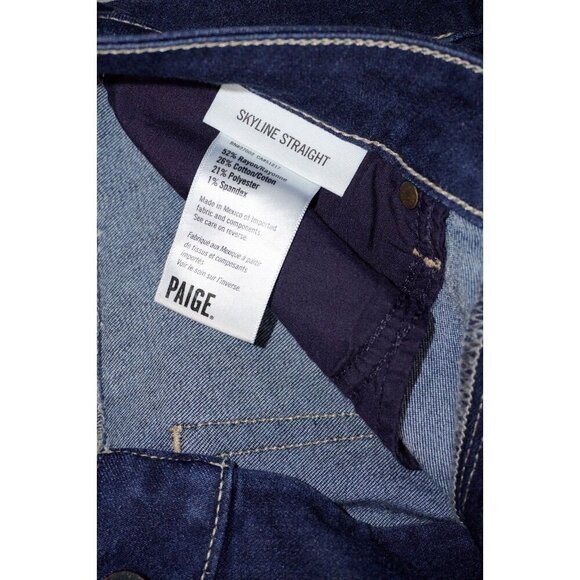 Paige Denim Skyline Straight Distressed Dark Wash Designer Jeans Women’s Size 27 - Picture 11 of 15